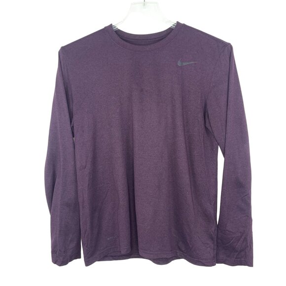 Nike Womens M Dri-Fit Athletic Top Long Sleeve Layering Piece Purple Crew Neck - Picture 10 of 10